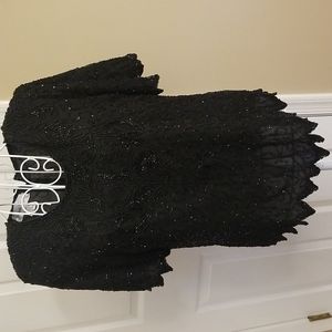 Black silk and sequined Jessica Taylor top